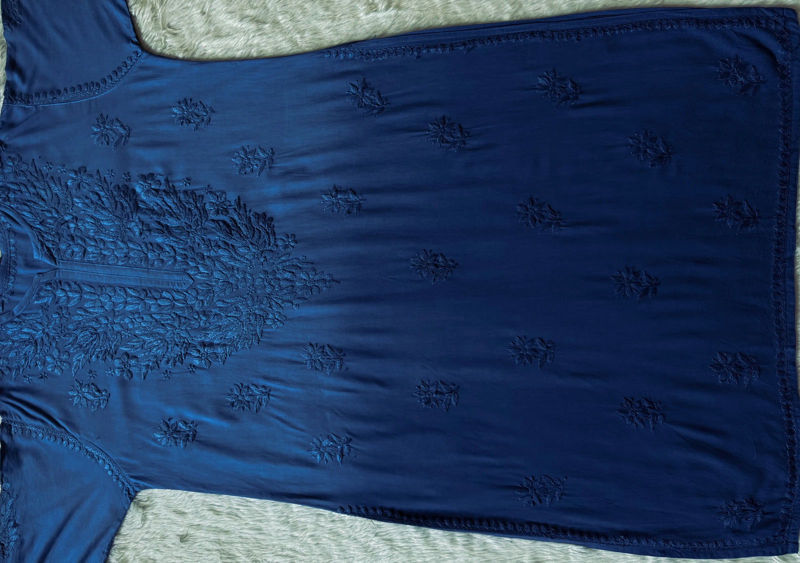 Sana Blue Ombré Plus Size Rayon Chikankari Kurtis