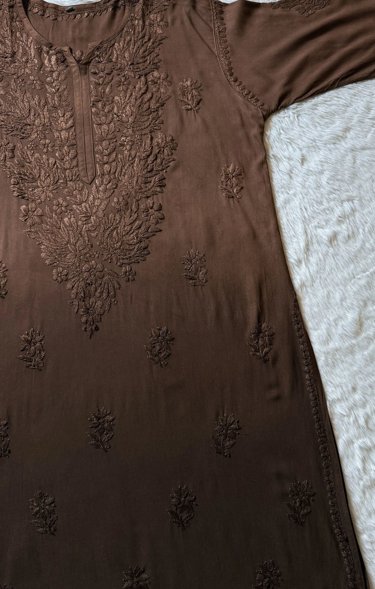 Sana Brown Ombré Plus Size Rayon Chikankari Kurtis