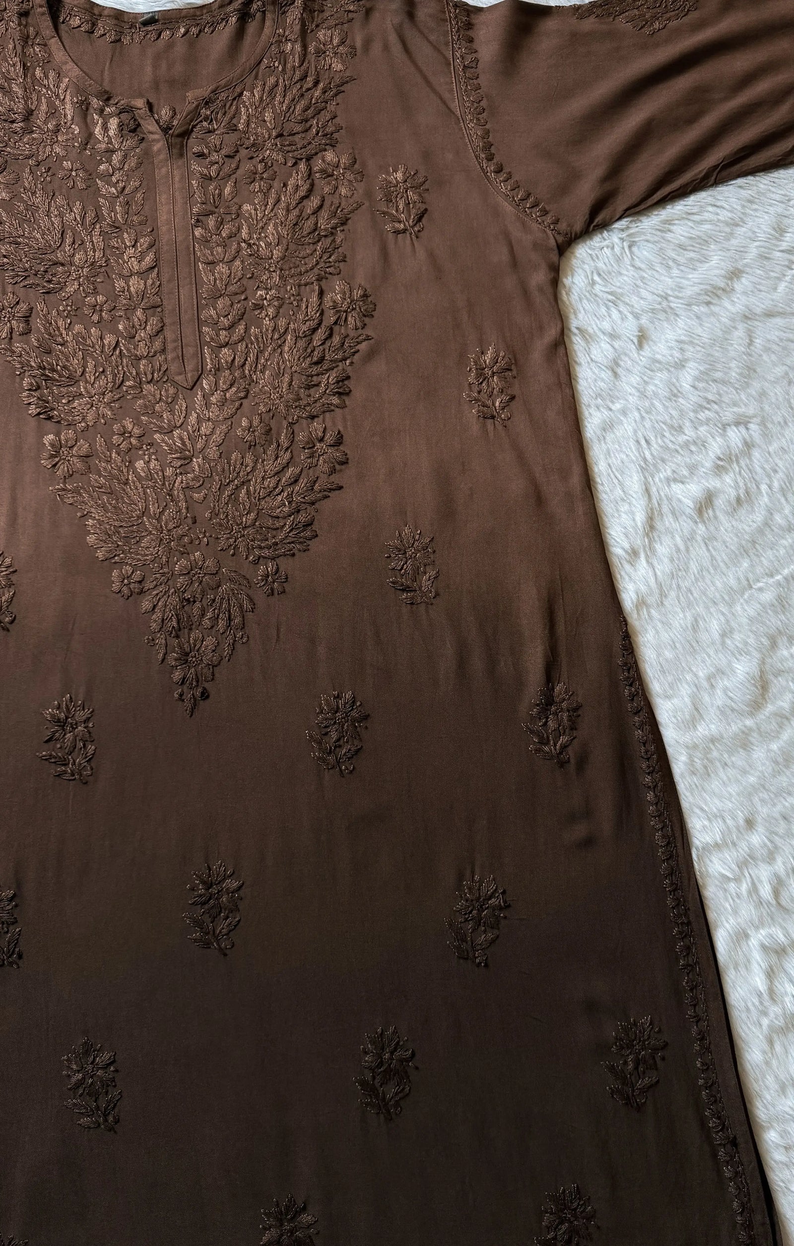 Sana Brown Ombré Plus Size Rayon Chikankari Kurtis