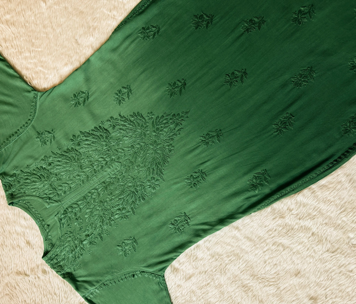 Sana Green Ombré Plus Size Rayon Chikankari Kurtis
