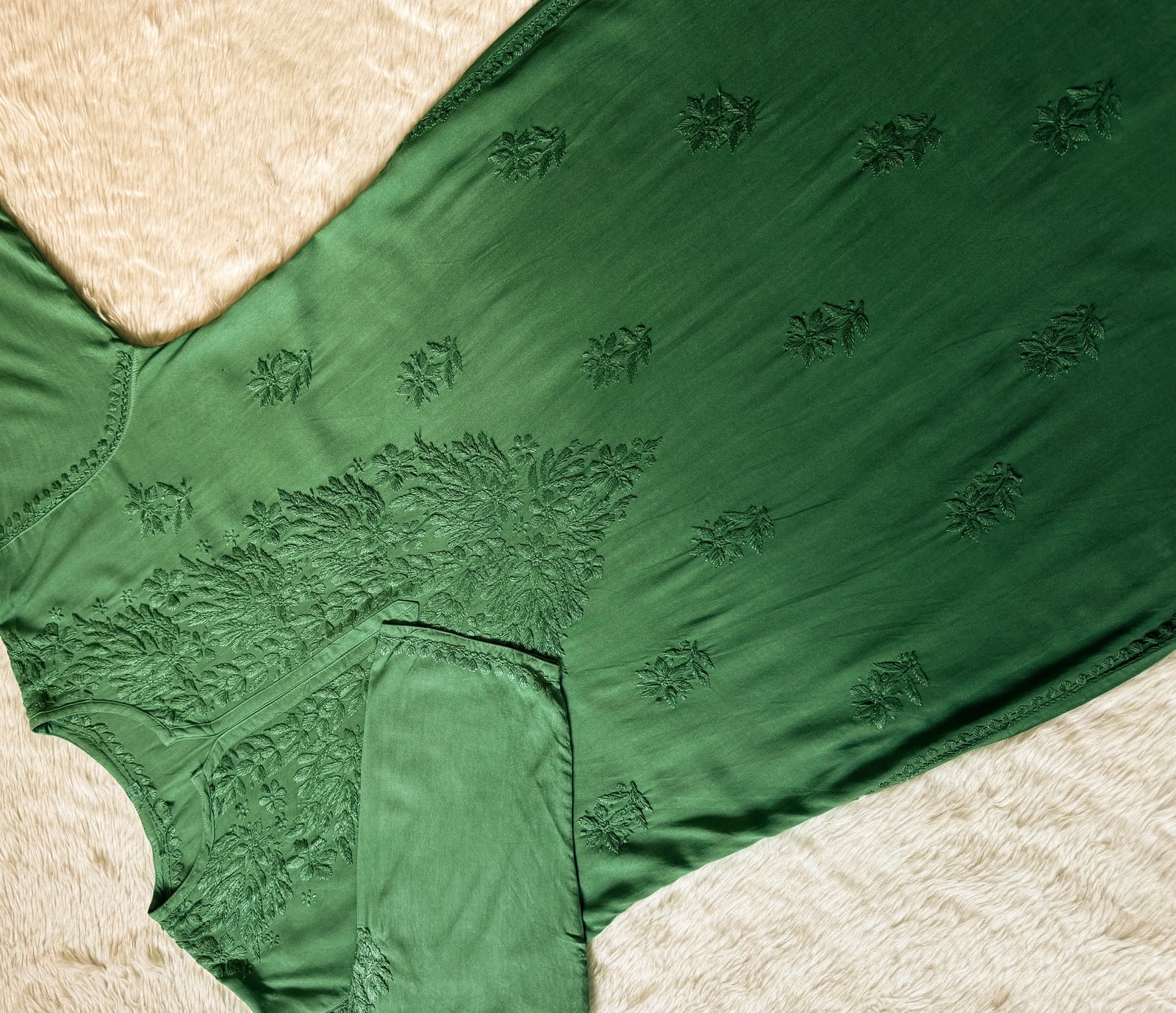 Sana Green Ombré Plus Size Rayon Chikankari Kurtis