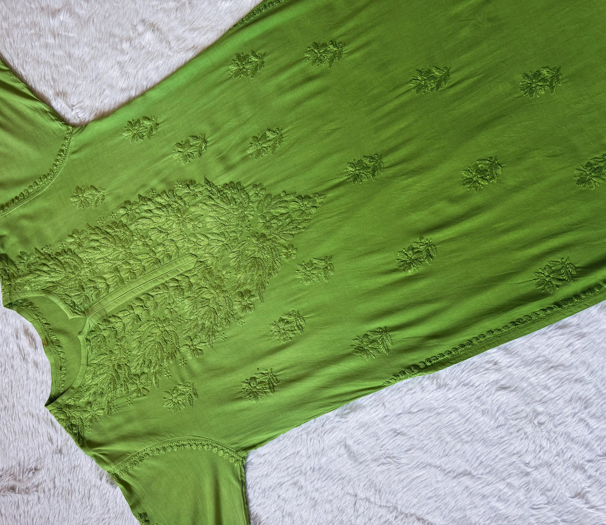 Sana Light Green Ombré Plus Size Rayon Chikankari Kurtis