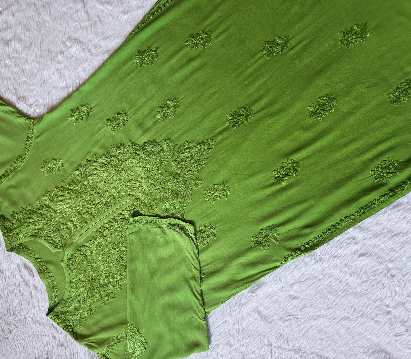 Sana Light Green Ombré Plus Size Rayon Chikankari Kurtis