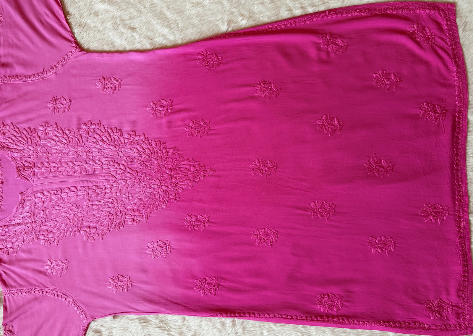 Sana Pink Ombré Plus Size Rayon Chikankari Kurtis