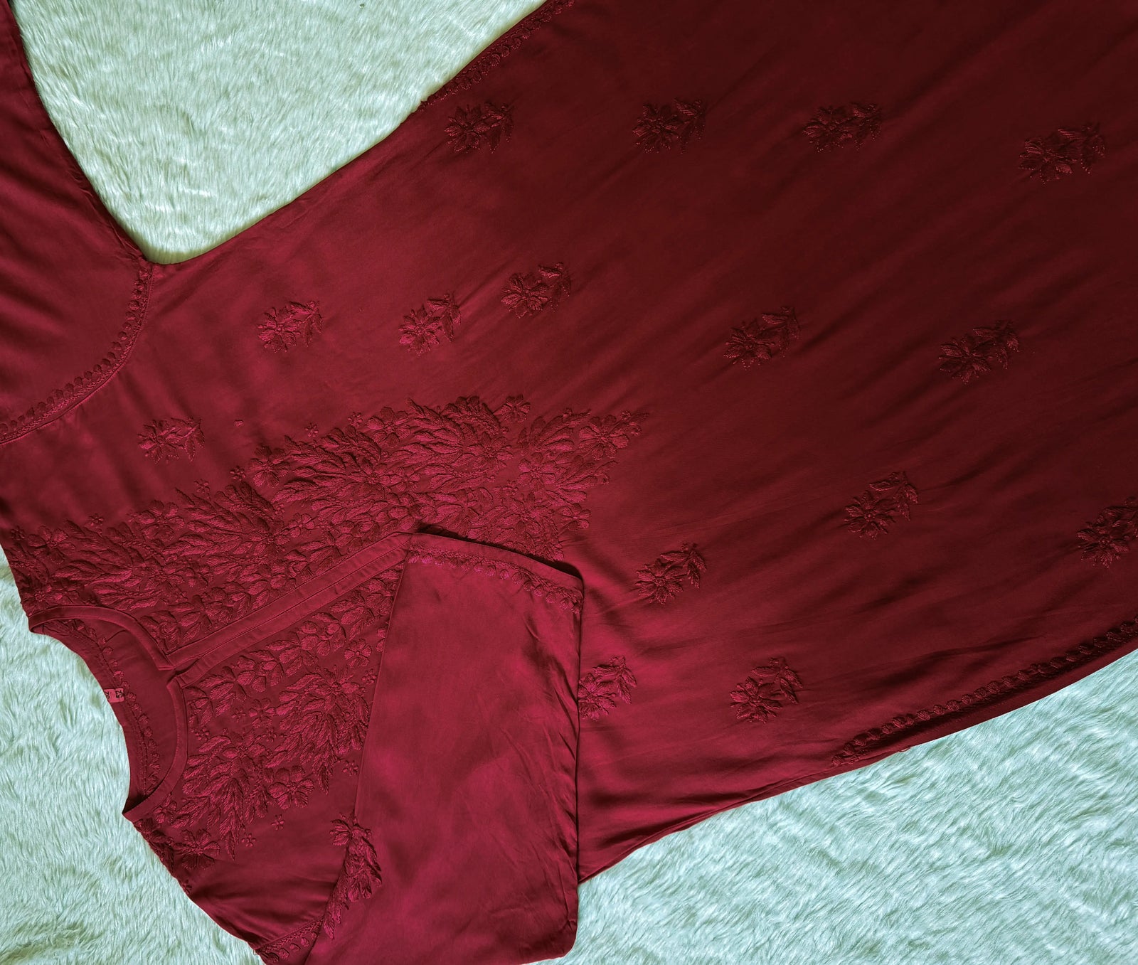 Sana Red Ombré Plus Size Rayon Chikankari Kurtis