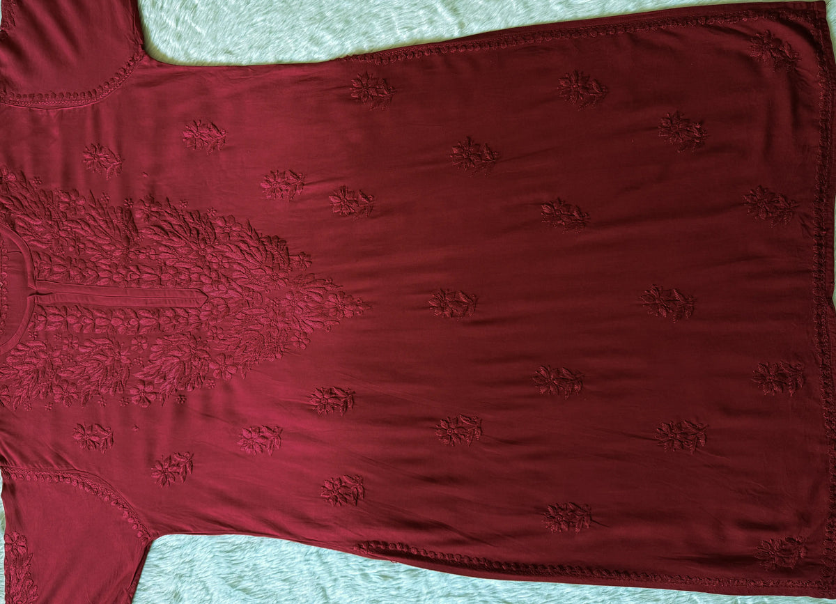 Sana Red Ombré Plus Size Rayon Chikankari Kurtis