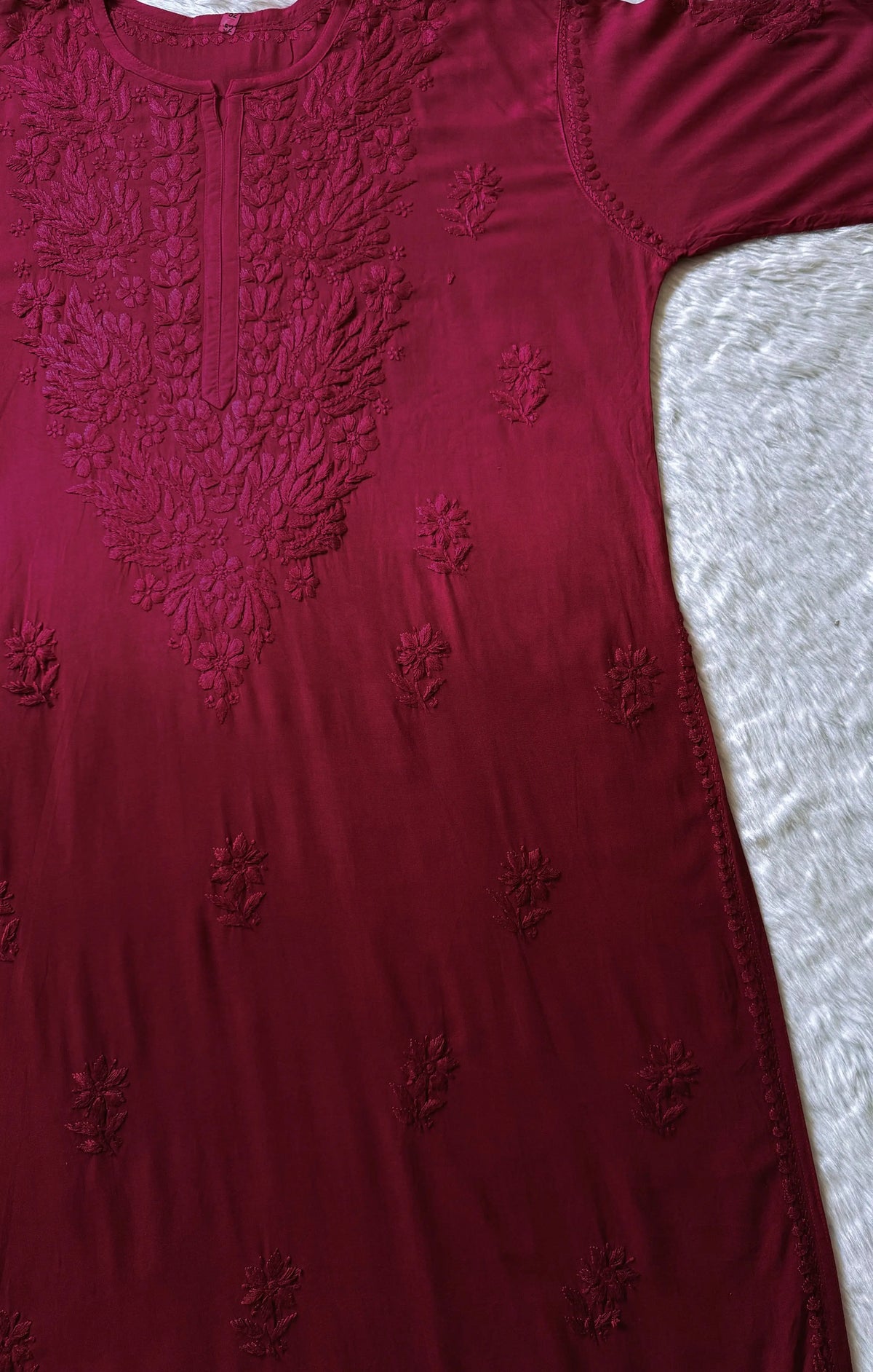 Sana Rouge Pink Ombré Plus Size Rayon Chikankari Kurtis