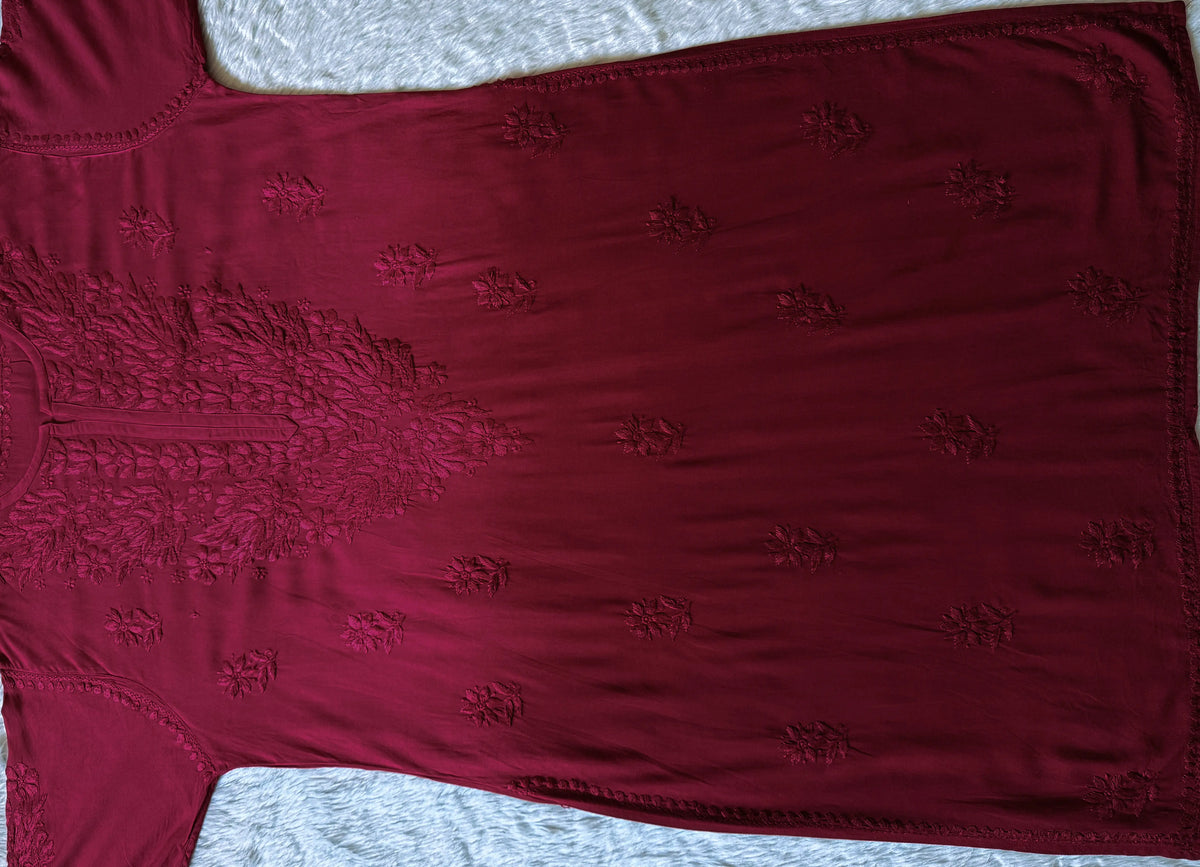 Sana Rouge Pink Ombré Plus Size Rayon Chikankari Kurtis