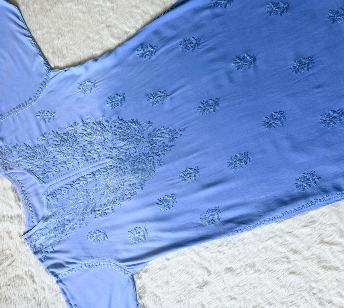 Sana Sky Blue Ombré Plus Size Rayon Chikankari Kurtis