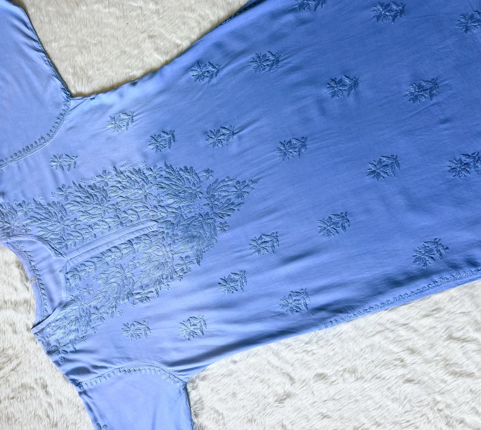 Sana Sky Blue Ombré Plus Size Rayon Chikankari Kurtis