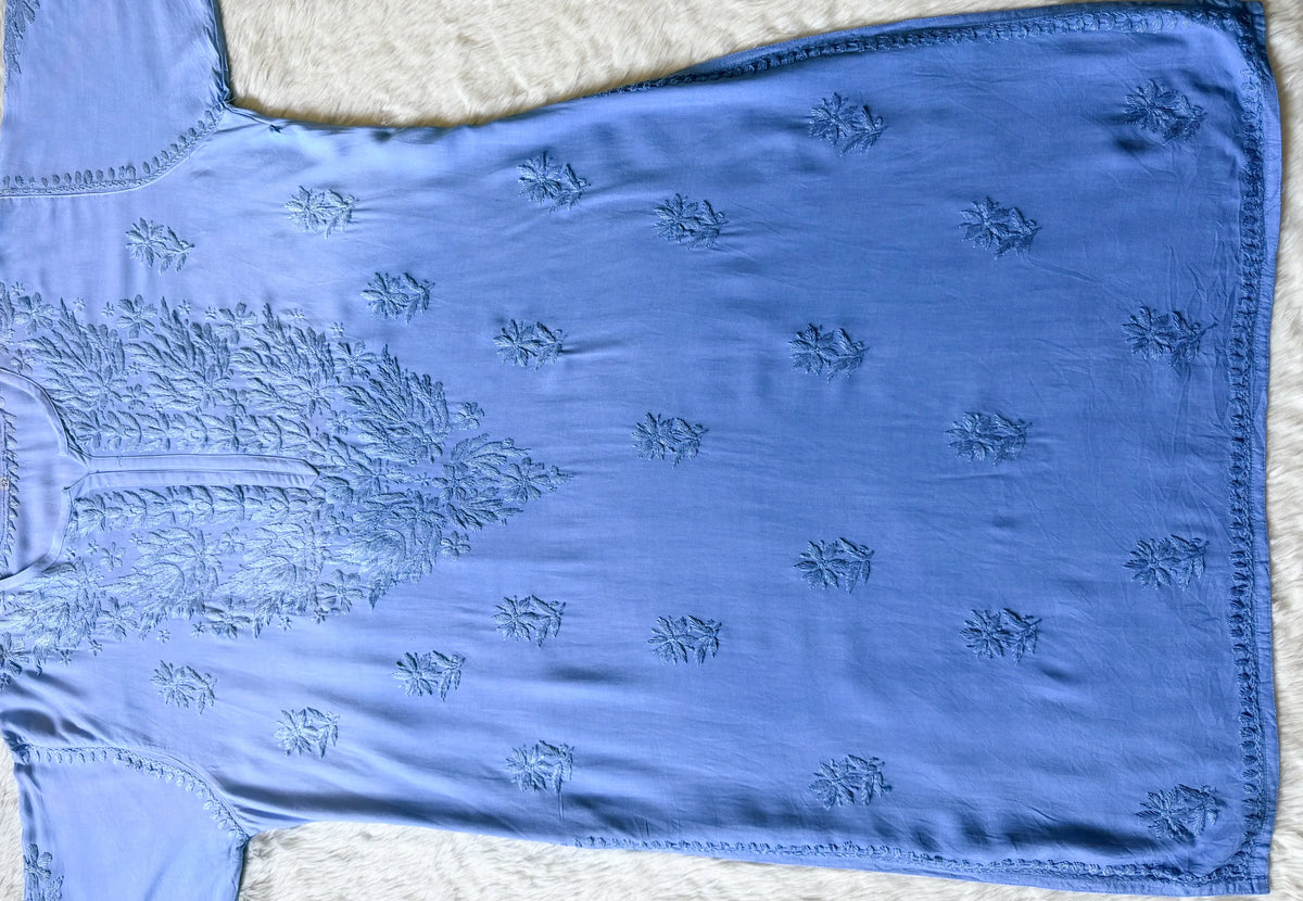 Sana Sky Blue Ombré Plus Size Rayon Chikankari Kurtis