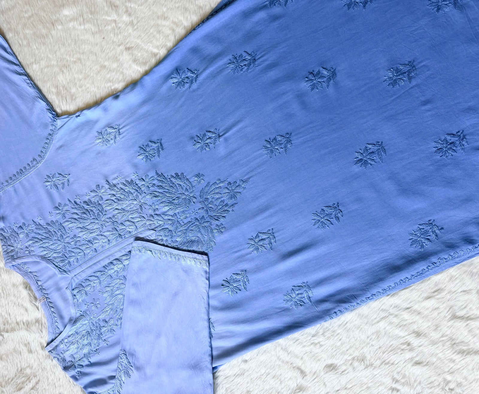 Sana Sky Blue Ombré Plus Size Rayon Chikankari Kurtis