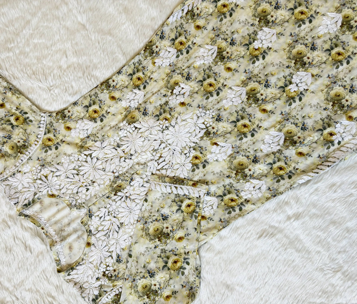 Sehr Olive Green Rayon Printed Chikankari Kurti