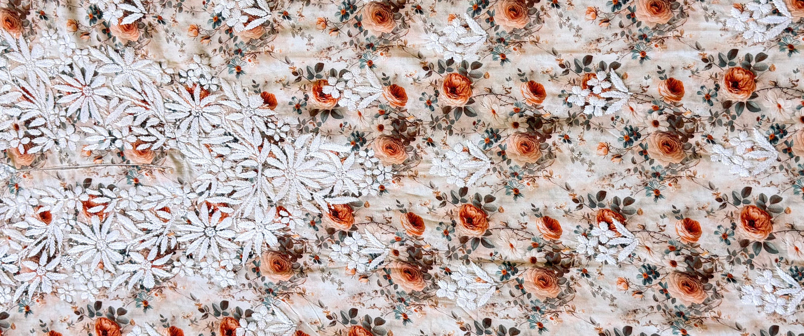 Sehr Rust Rayon Printed Chikankari Kurti