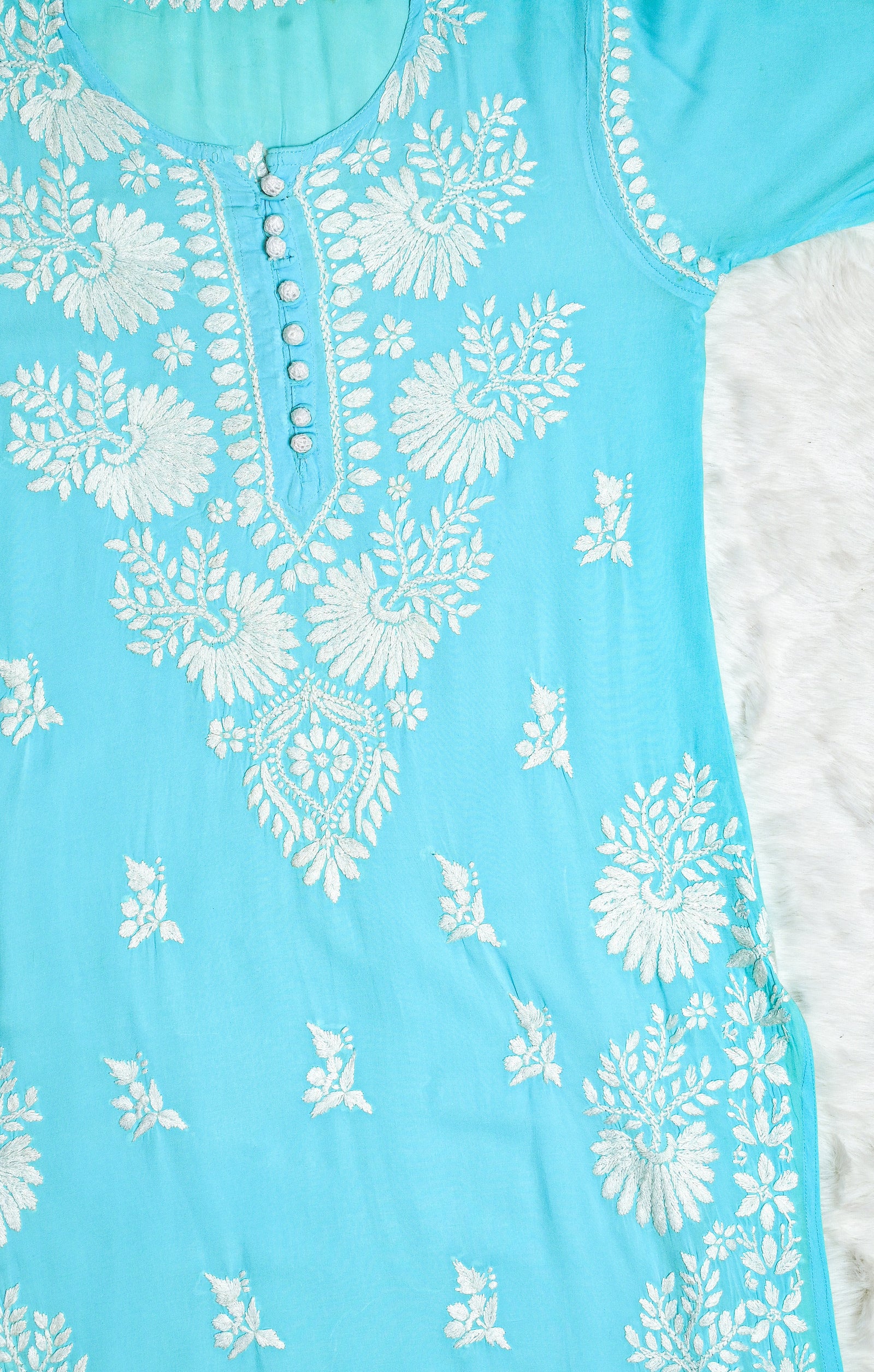 Sky Blue Modal Kurta with Chikankari Handwork