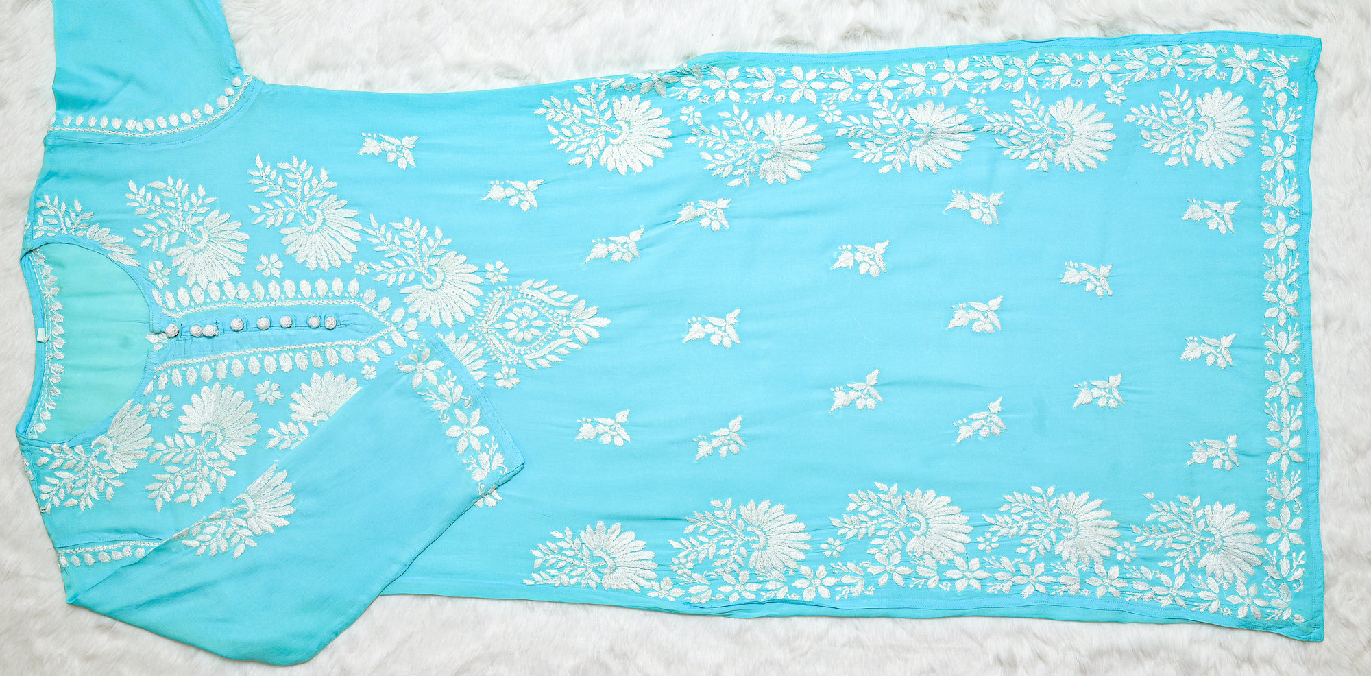 Sky Blue Modal Kurta with Chikankari Handwork