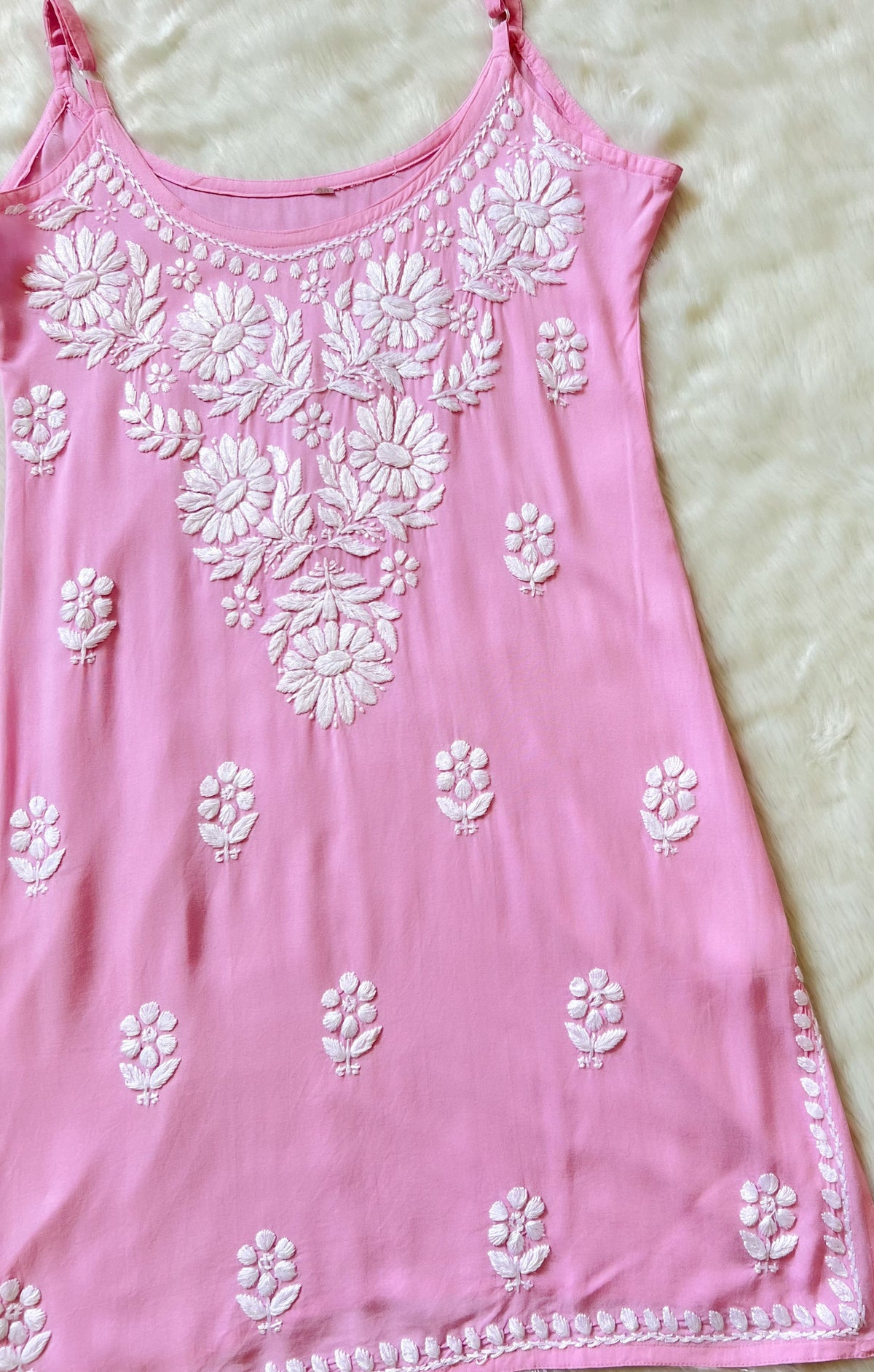 Lyla Light Pink Sleeveless Short Rayon Kurti