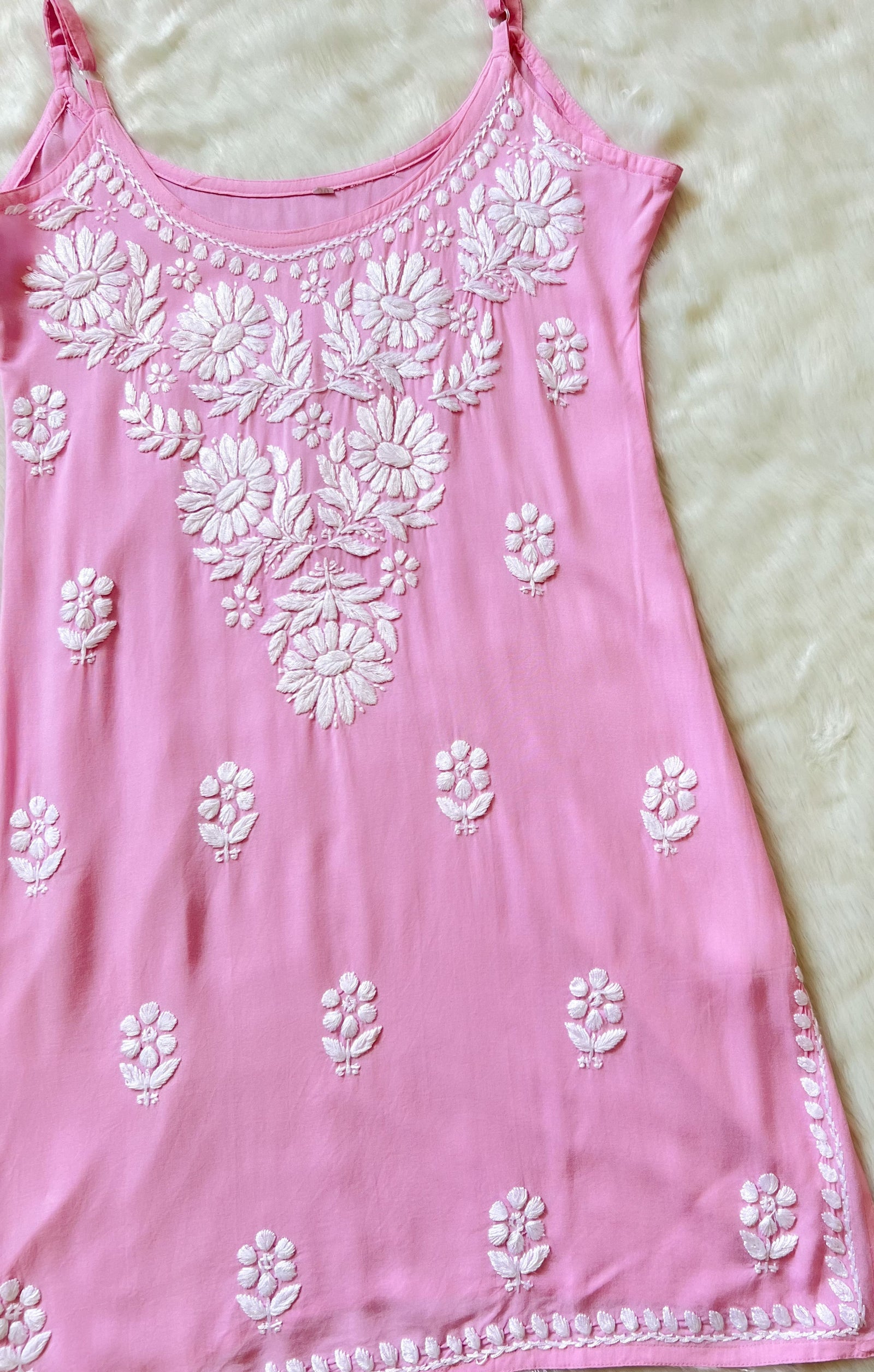 Lyla Light Pink Sleeveless Short Rayon Kurti