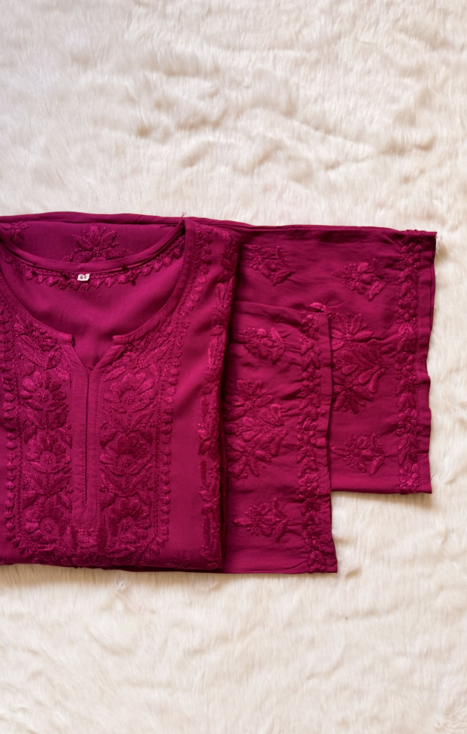 Hiba Rose Pink Rayon Chikankari Kurta Bottom Set