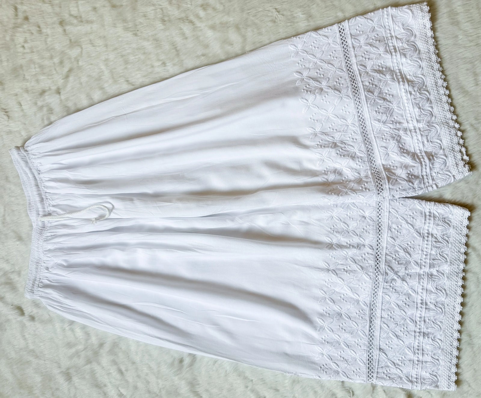 White Chikankari Lace Palazzo