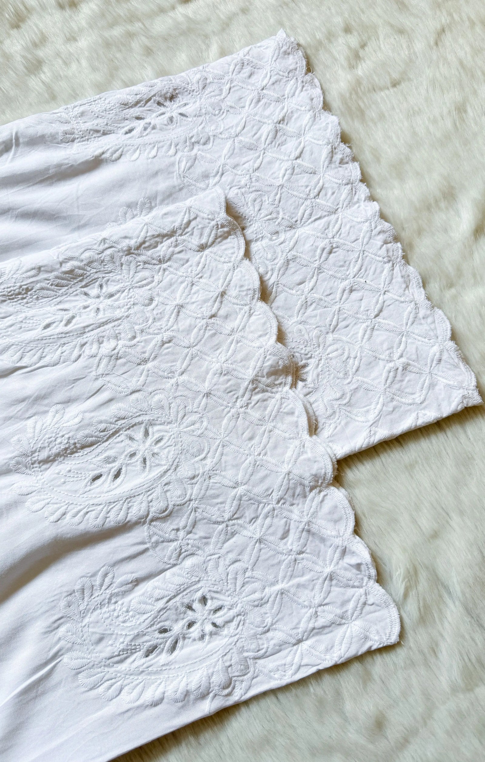 White Chikankari Palazzo with Cutwork