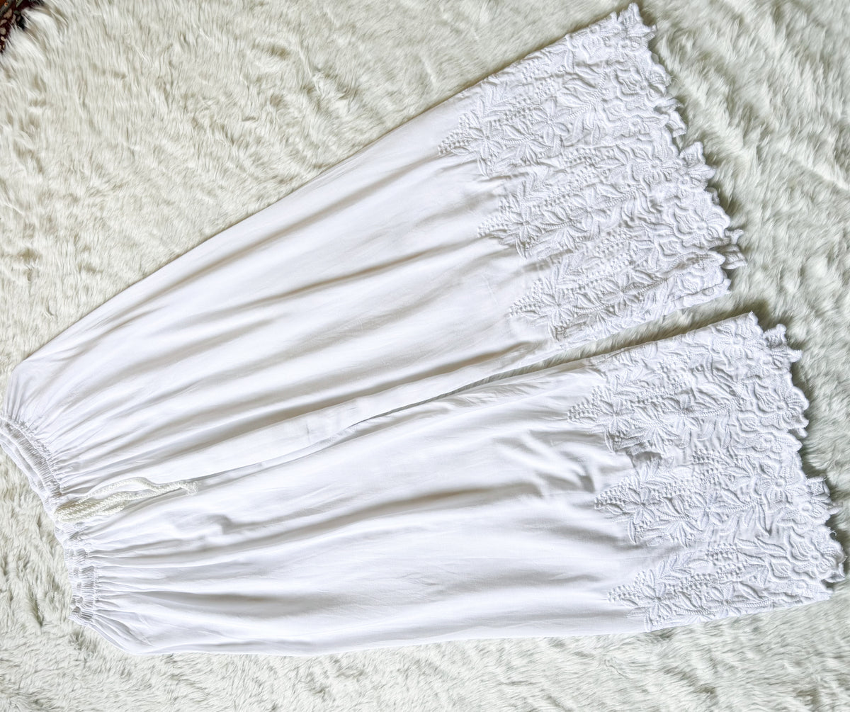 White Chikankari Palazzo with Cutwork