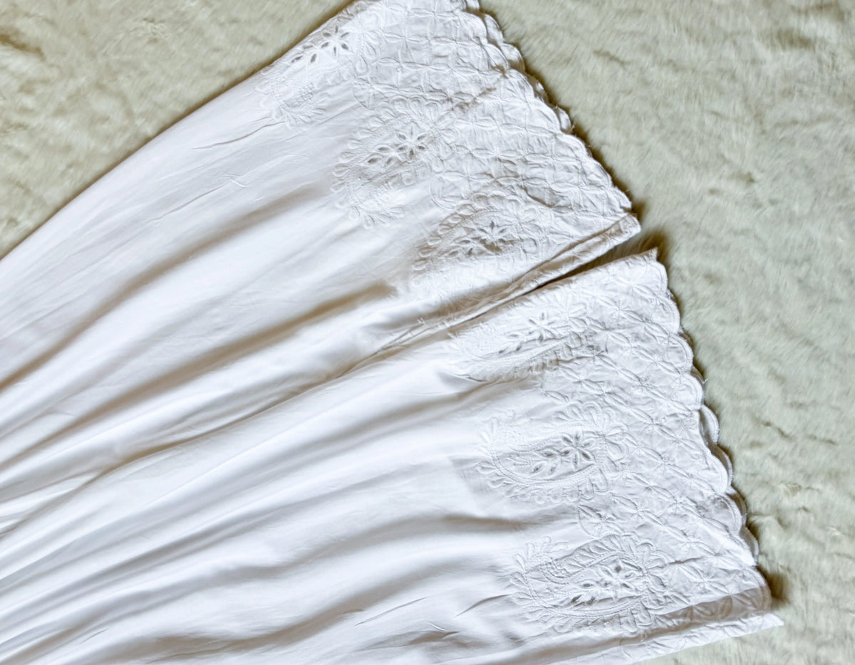 White Chikankari Palazzo with Cutwork