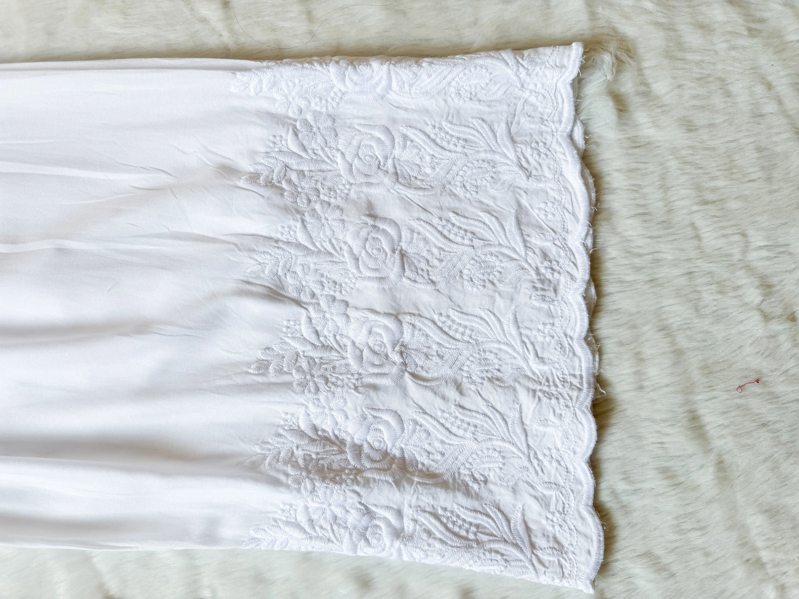 White Chikankari Roses Embrodiery Palazzo
