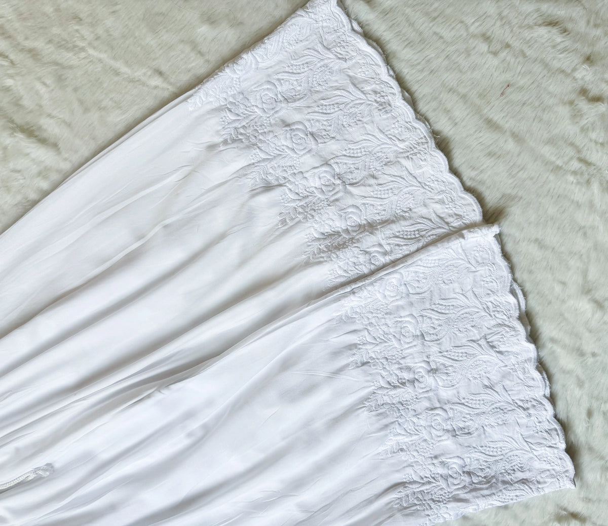 White Chikankari Roses Embrodiery Palazzo