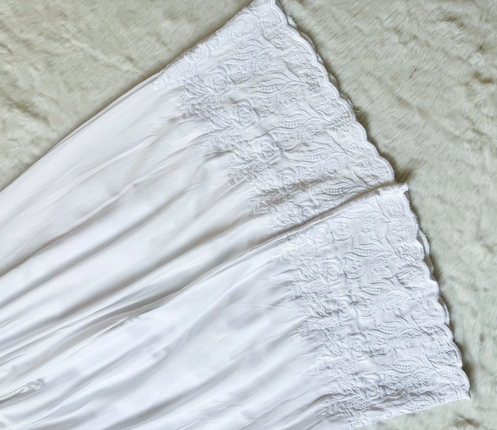 White Chikankari Roses Embrodiery Palazzo