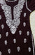 Zara Chocolate Brown Long Rayon Kurta with White Chikankari