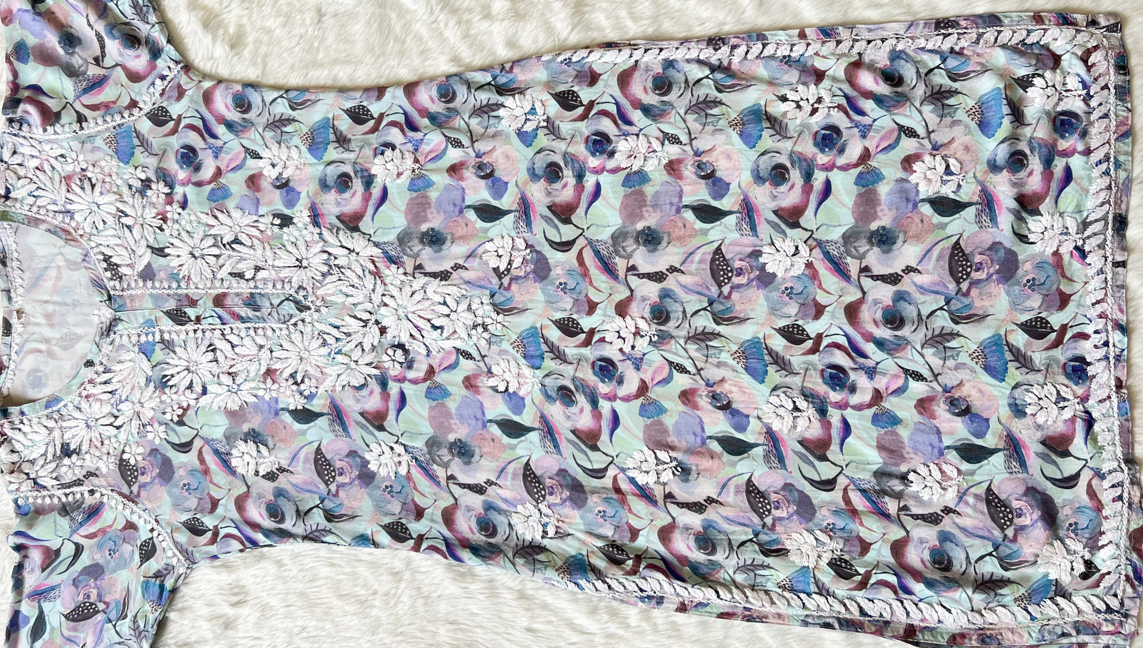 Zoya Blue Printed Long Rayon Kurta