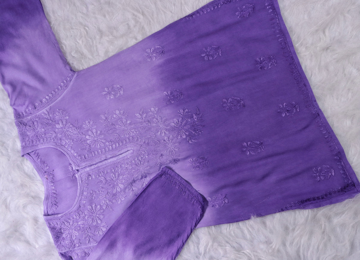 Lavender Ombre Short Rayon Kurta