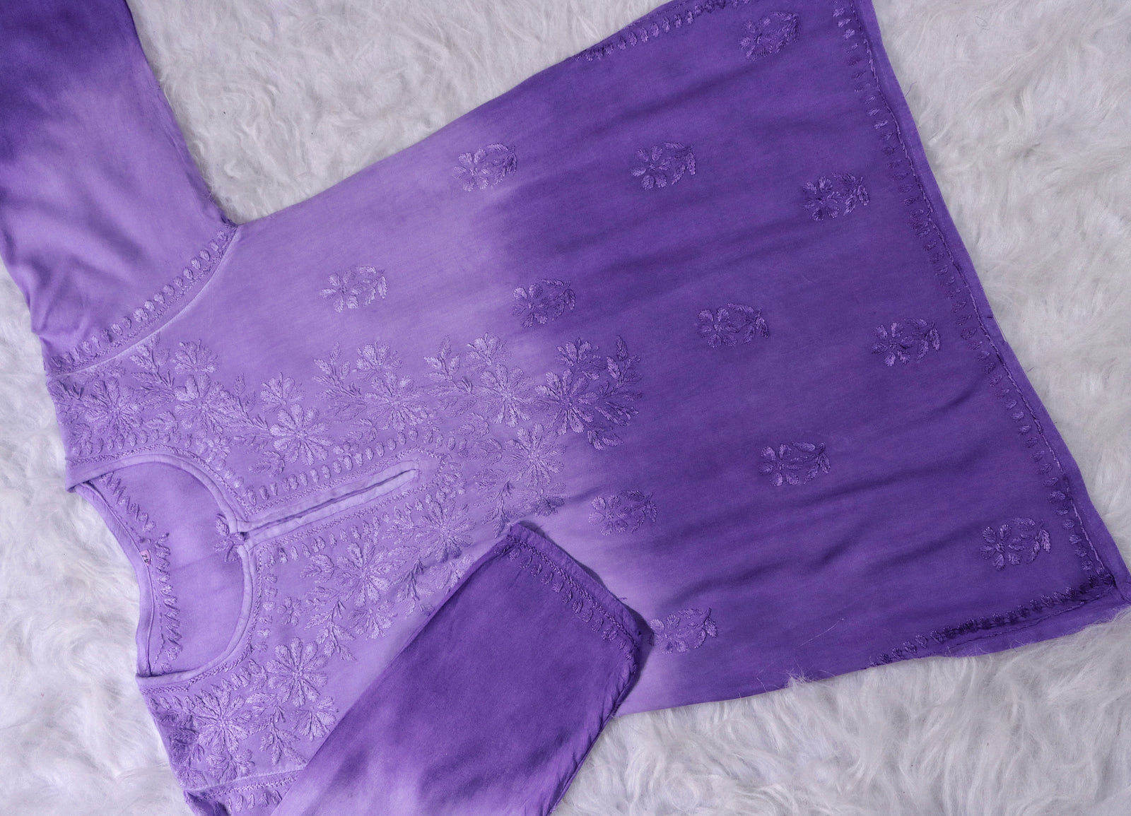 Lavender Ombre Short Rayon Kurta