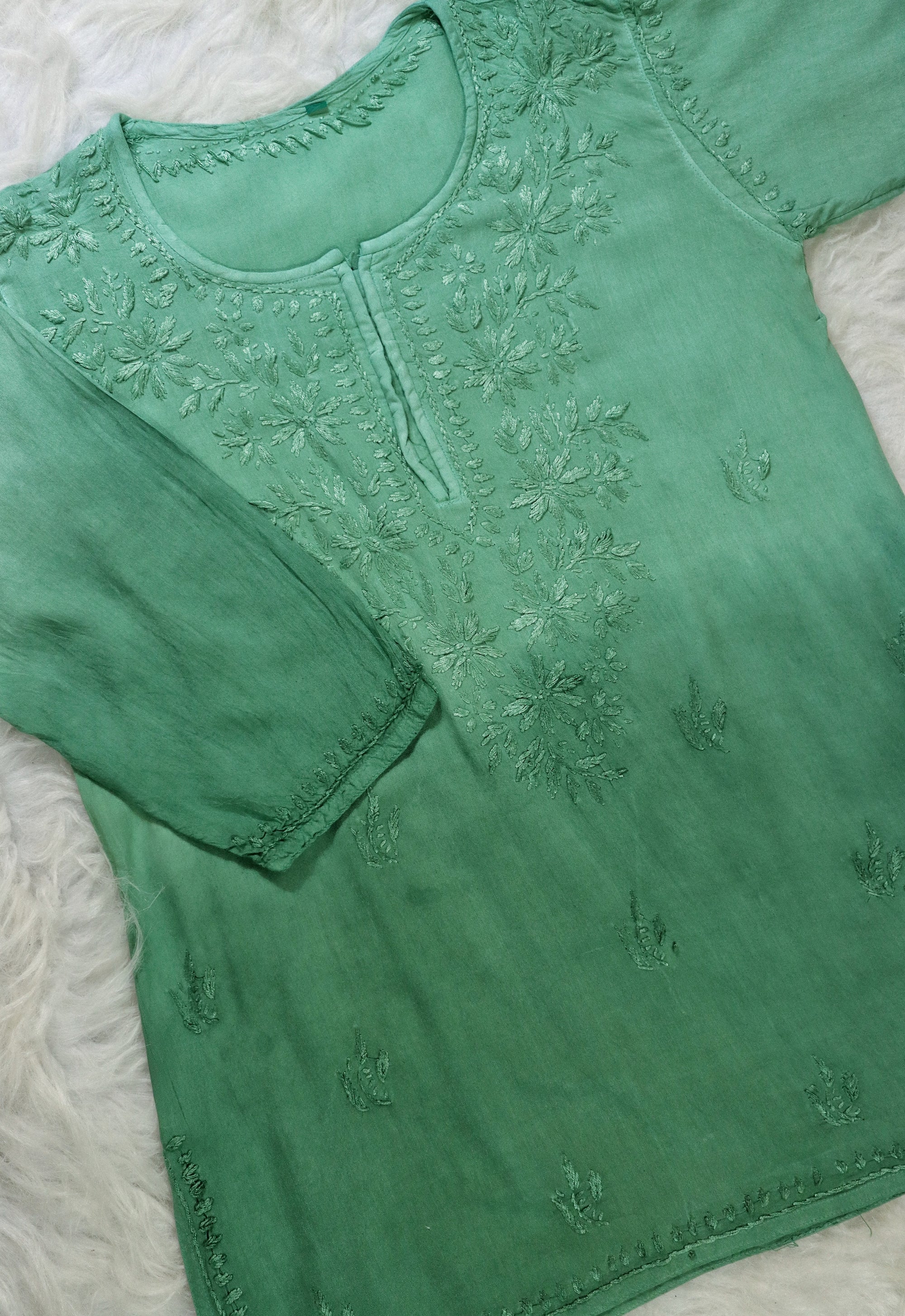 Sage Green Ombre Short Rayon Kurta 