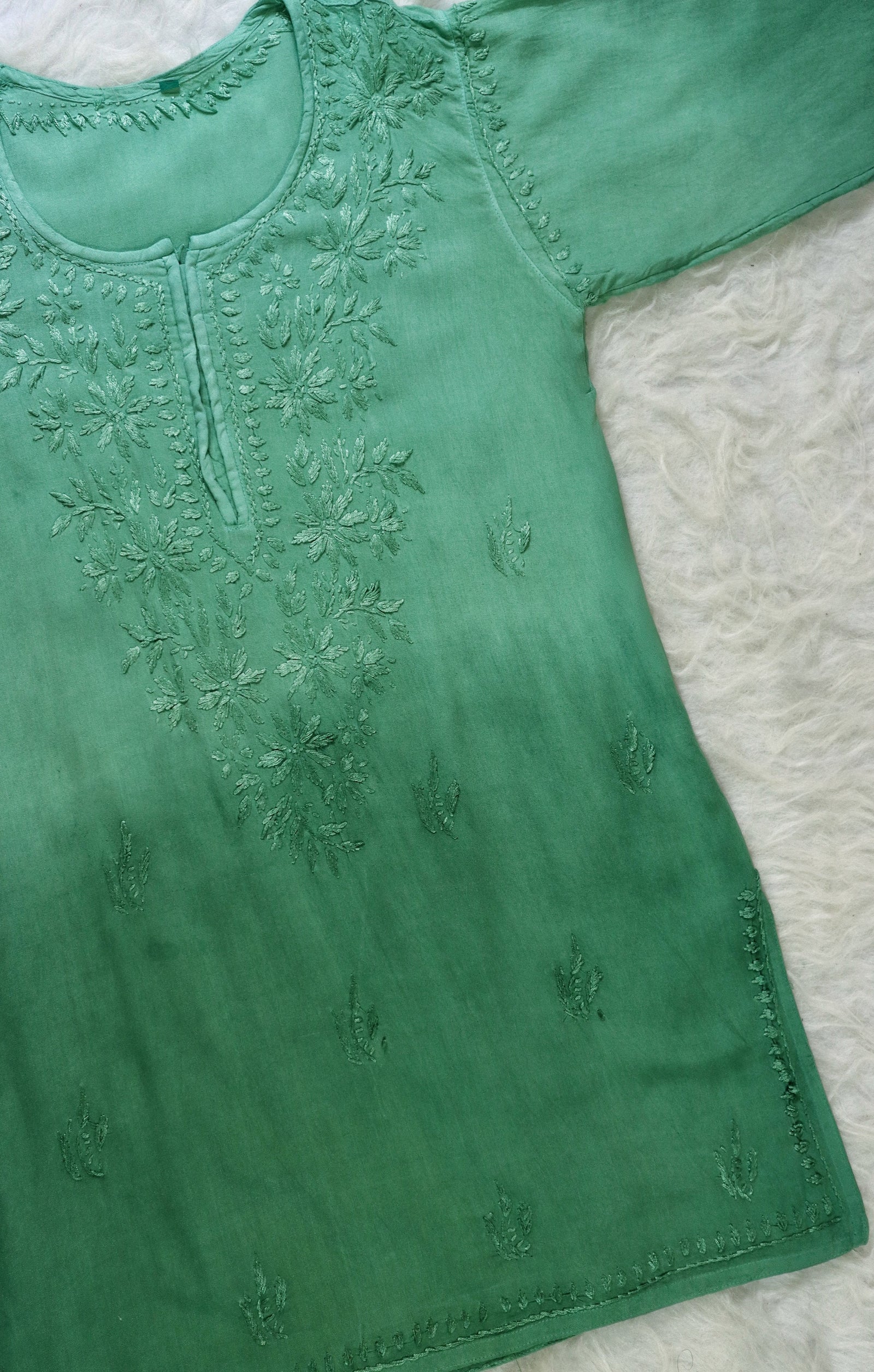 Sage Green Ombre Short Rayon Kurta 