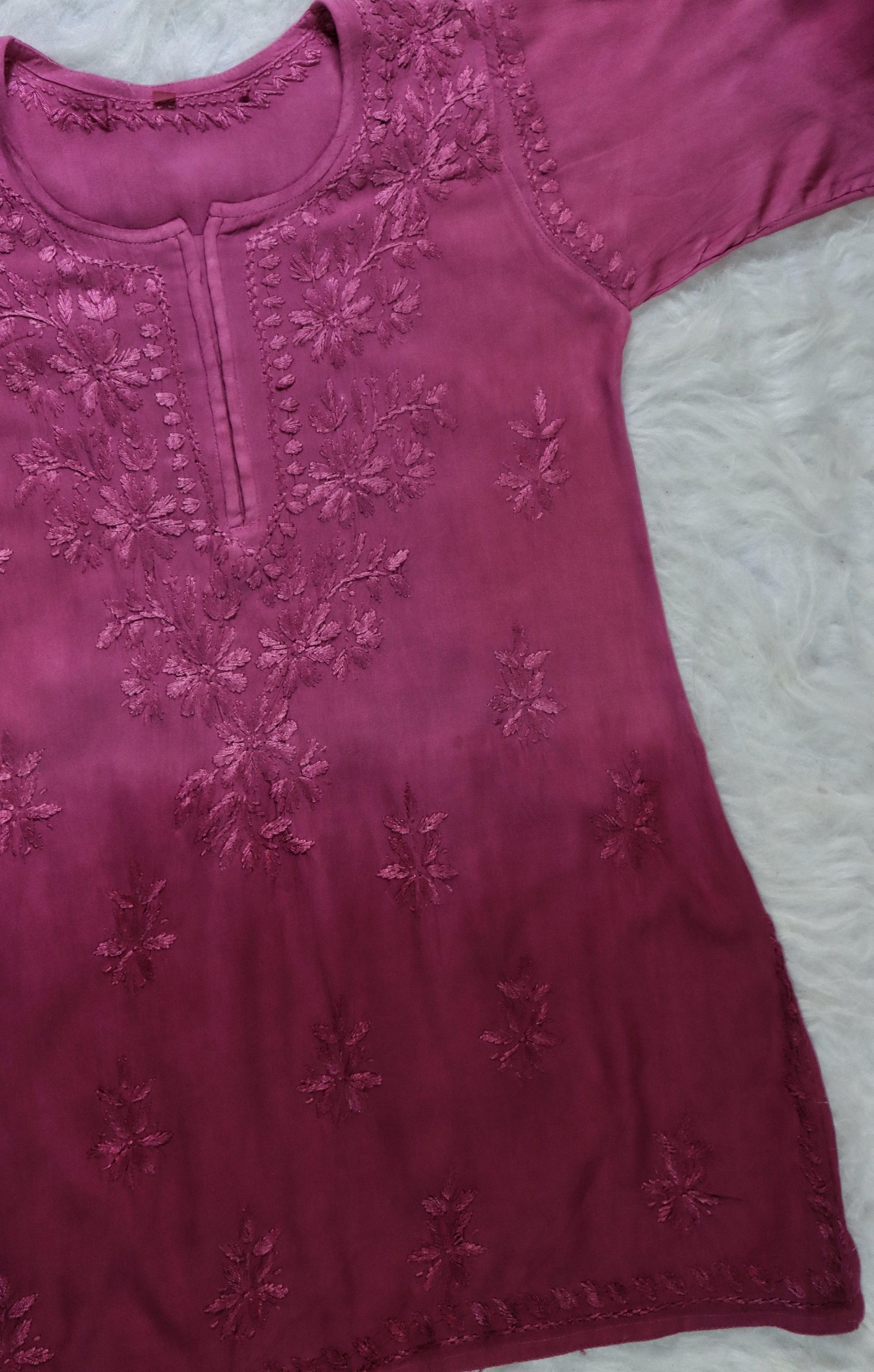 Orchid Pink Ombre Short Rayon Kurta 