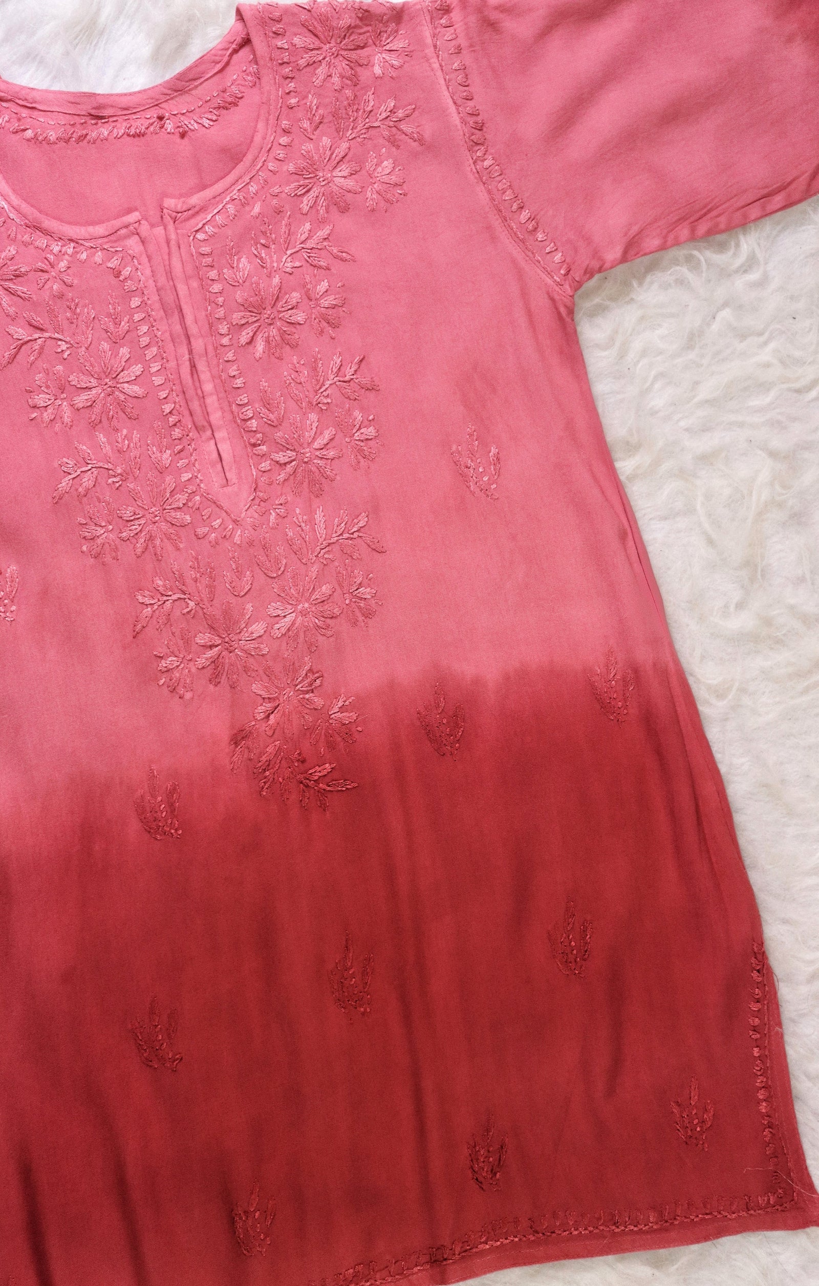 Crimson Ombre Short Rayon Kurta