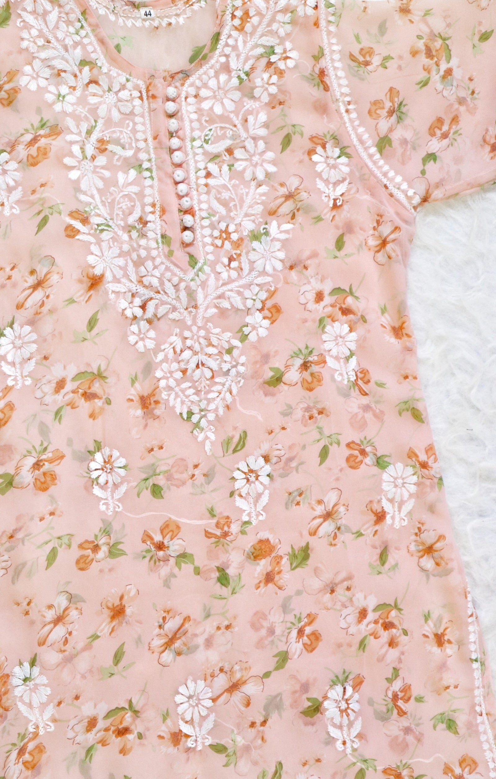 Soft Peach Georgette Printed Kurta